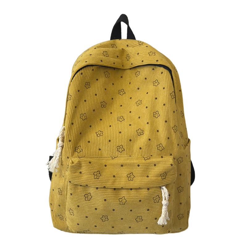 Women's Corduroy Student Schoolbag Printed Backpack