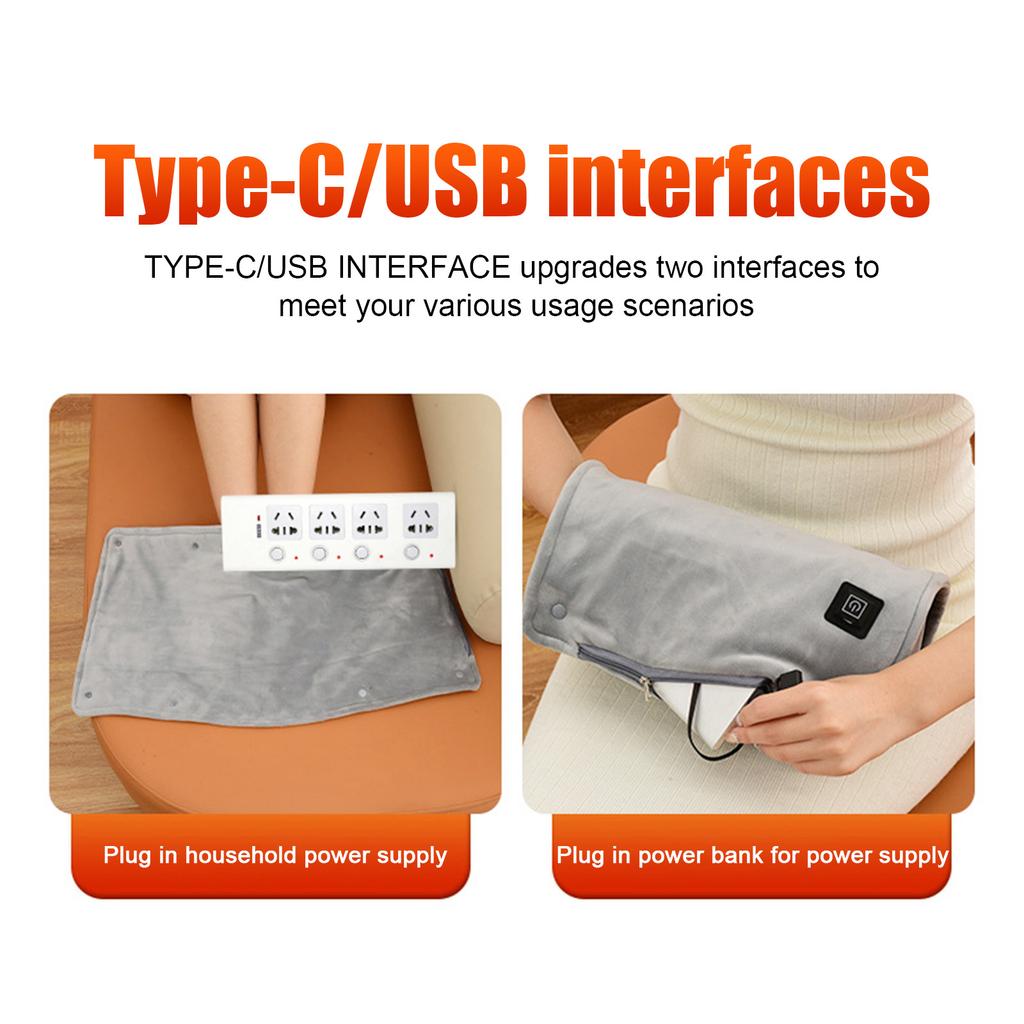 Handwärmer, Weiche Fleece-Heizhandschuhe, Heizdecke mit USB/TYP-C-Kabeln, Graphen-Handwärmer-Tasche mit 3 Heizstufen