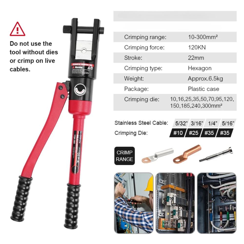 Hydraulic Crimping Tool  Crimping Range 10-300mm² Copper and Aluminum Terminal Compression Tool Wire Rope Crimper