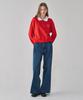 RONRON Heart Ribbon Collar Zip Up Sweatshirt Red