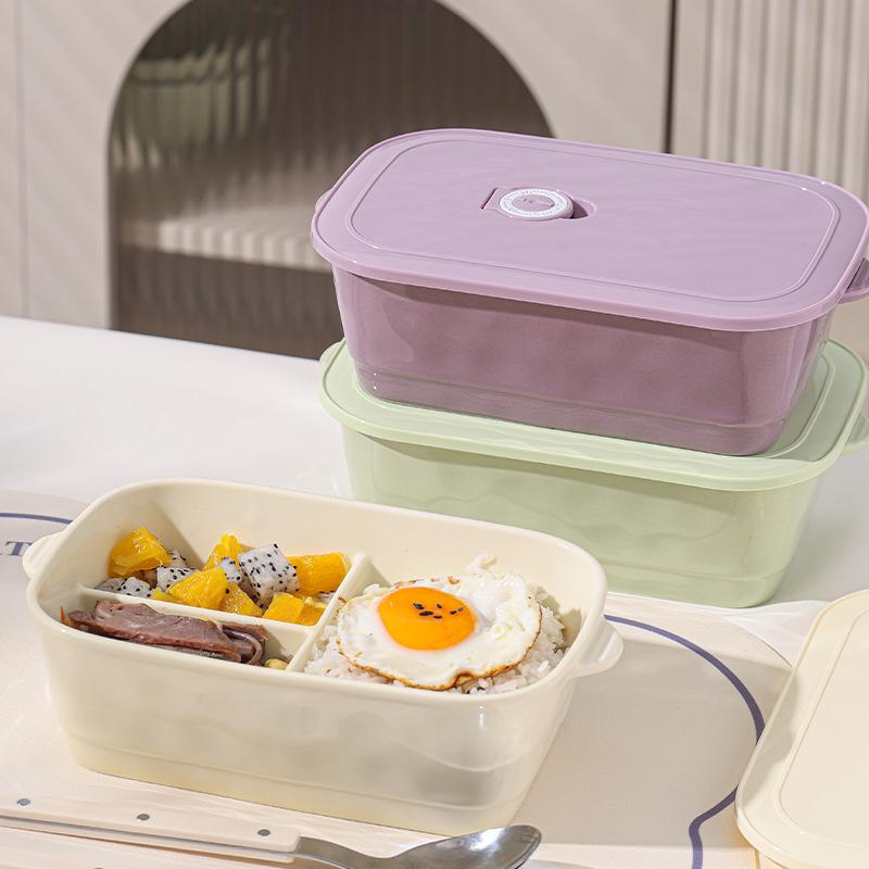 Ceramic Divided Lunch Box with Lid – Microwave Safe Bento Box for Students and Office Workers