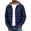 Men's Plaid Flannel Hoodie Fashion Casual Long Sleeve Pullover Sweatshirt with Hood