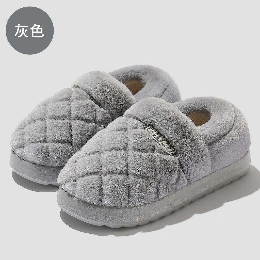 Autumn and Winter Cotton Slippers New Couple Thick Bottom Home Warm Non-slip Plush Slippers Bag and Cotton Slippers
