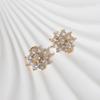 Pink Zirconia Flower Copper Charms, Golden Plated DIY Jewelry Pendants for Earring Necklace Craft