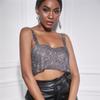 Top corto con strass scintillanti per feste 2022 Top corto senza spalline alla moda con diamanti pieni di paillettes Cami Top corto per le donne
