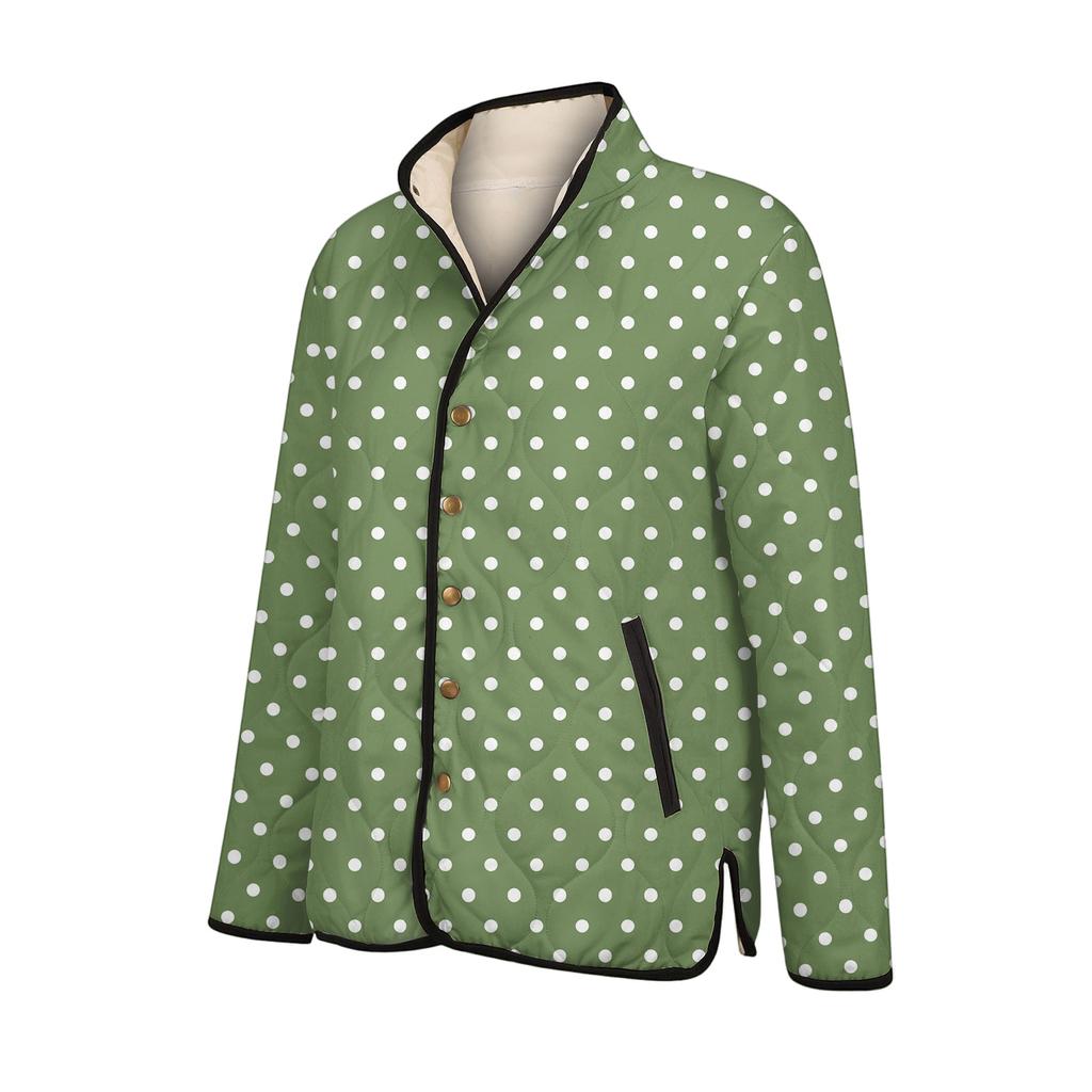 Dámská bavlněná bunda s květinovým potiskem, stojáčkem, plisováním, dlouhým rukávem a zapínáním na knoflíky