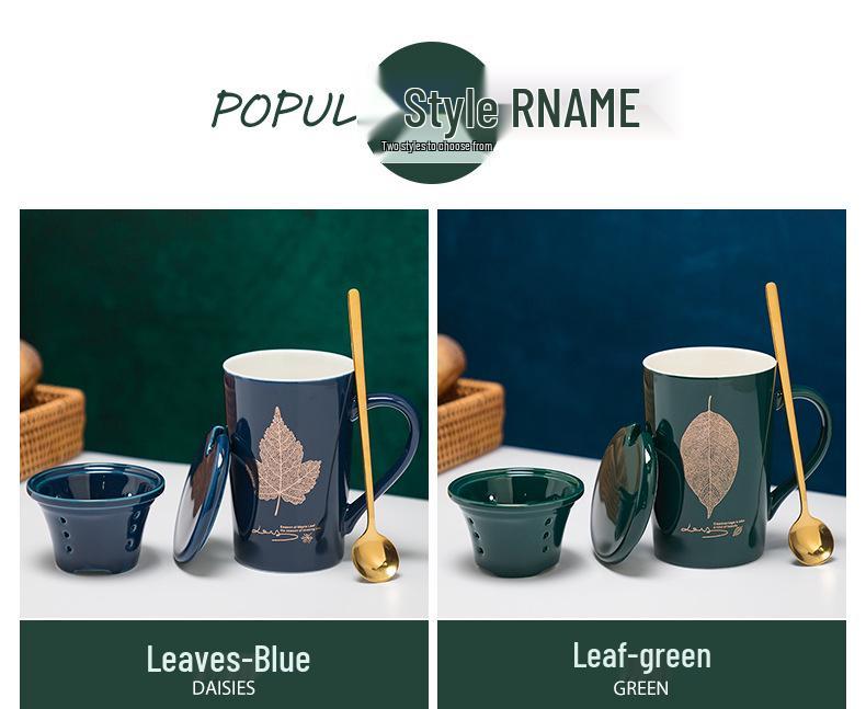 Ceramic Coffee & Tea Set with Lid, Spoon, Infuser, and Strainer - Gift Box Included