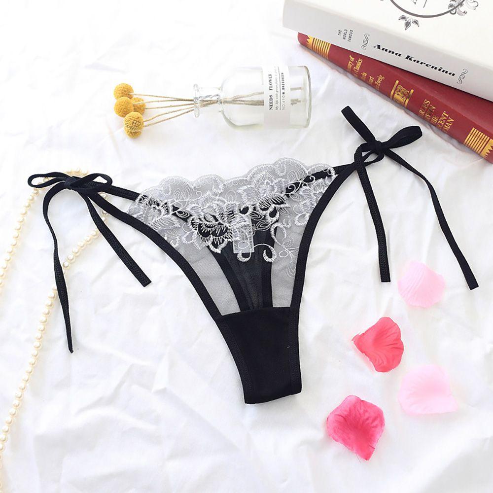 Sexy Women Lingerie Transparent Embroidery Low Waist Panties Brief Panty Underwear