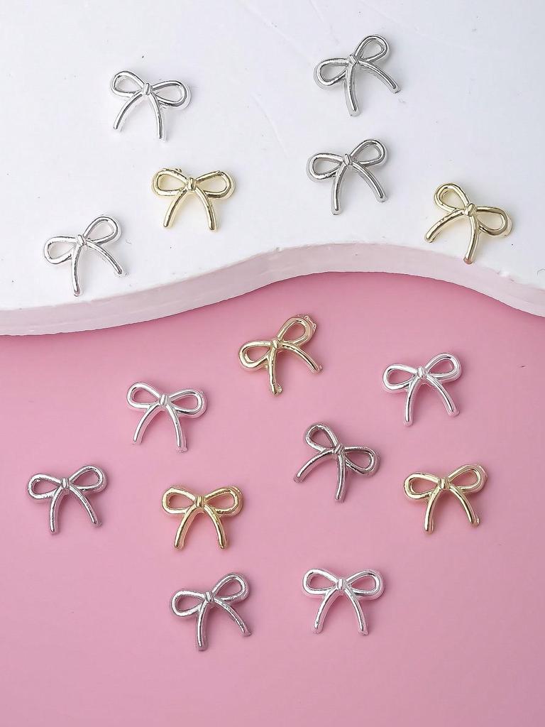 10 stk Sløyfe Neglepynt 3D Legering Bånd Neglekunst Dekorasjoner DIY Neglejuveler Egnet For Jenter Og Damer Negleutstyr