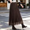 Bailuyu Elegant Pleated A-Line Midi Skirt