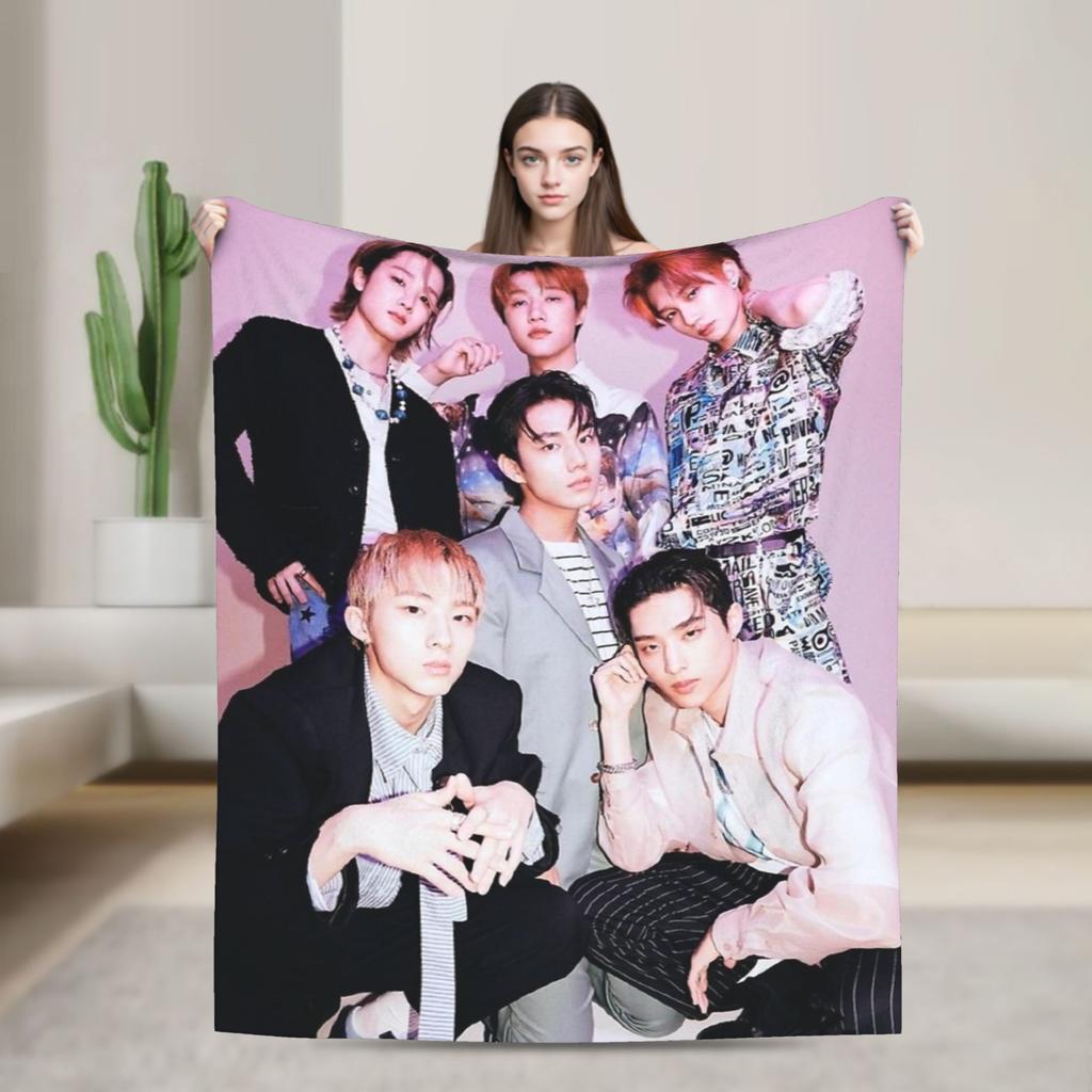 P1Harmony Cartoon Members Kpop Collage Blanket Flannel All Season  Breathable Warm Throw Blankets for Sofa Couch Rug Piece