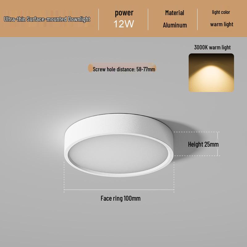 Ultradünne LED Aufbau Deckenleuchte Rund für Gänge, Flure, Eingangsbereiche - Stanzfreie Installation