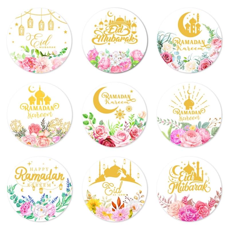 Set of 90Pcs Eid Mubarak Sticker 40mm Decorative Wrapping Sticker for Journal Planner Packaging Party Decoration