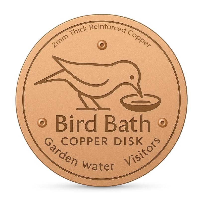 Passivated Copper Birdbath Purifier Disc 3 Leg Design Maximizes Water Contact Prevents Green Build Up Efficiently