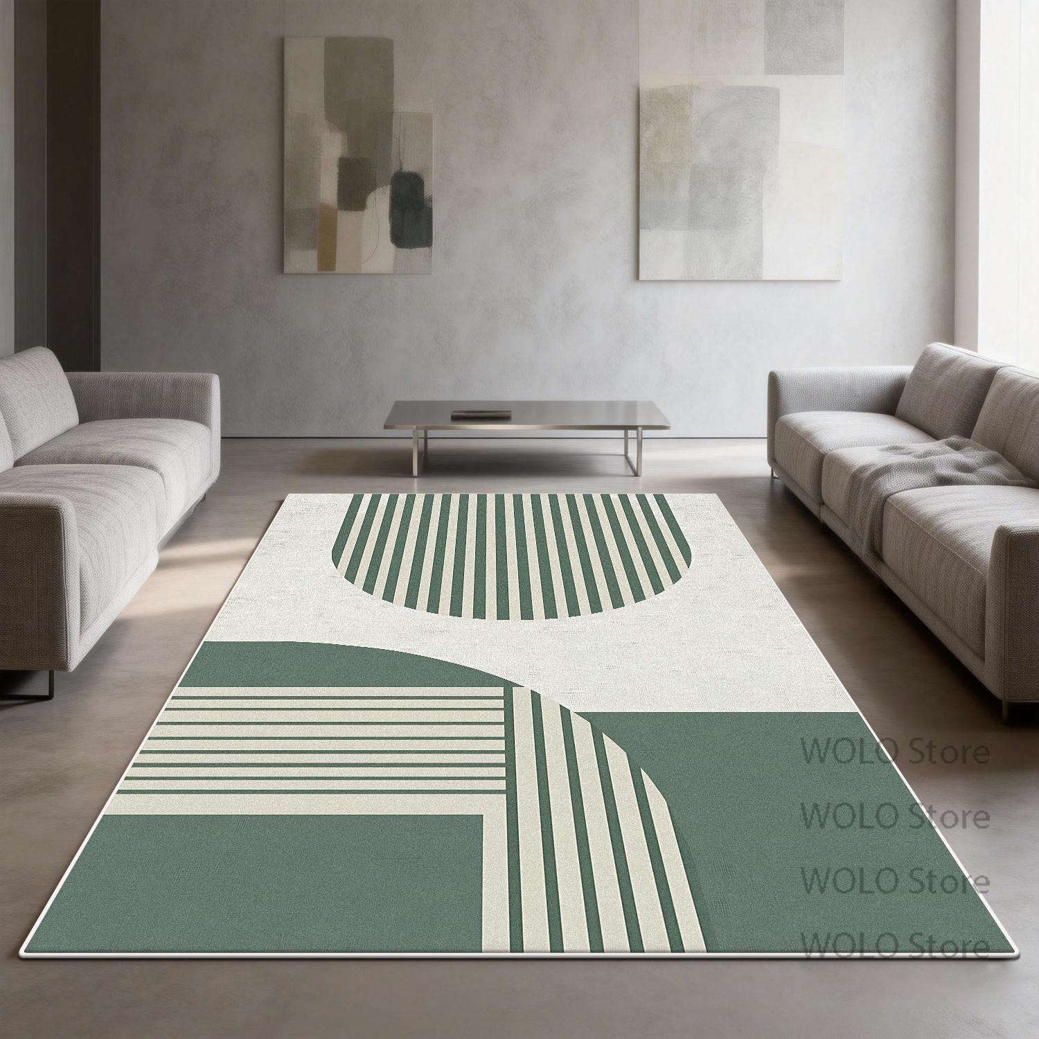 

Modern Green Rugs Geometric Living Room Decoration Luxury Bedroom Customizable Carpet Washable Antiskid Study Floor Mat Lounge 60x90cm