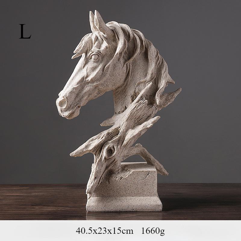 Retro Horse Head Ornament Home Decoration Living Room Bocage Office Ornament Resin Crafts Decoration