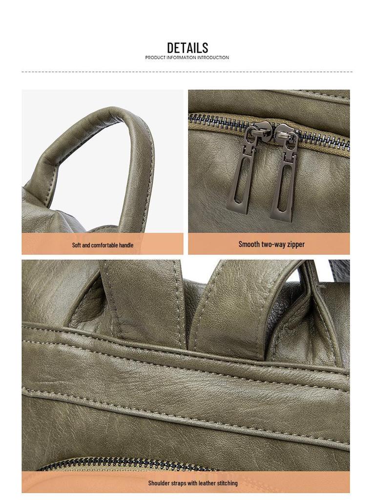 Women's 2025 Spring Fashion Leather Anti-Theft Patchwork Cowhide Backpack