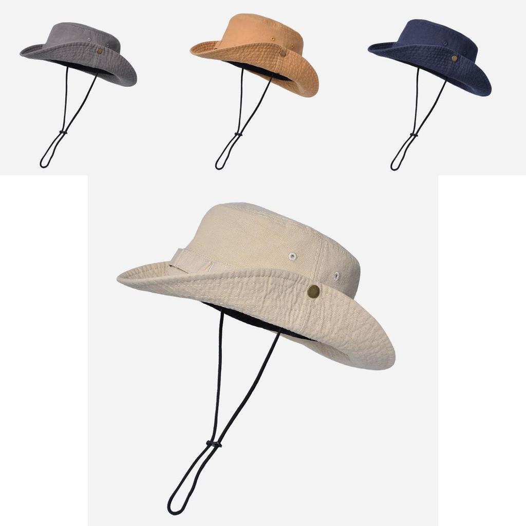 Classic Cotton Fisherman Hat With Wide Brim For Outdoor Sun Protection Summer Casual Wear