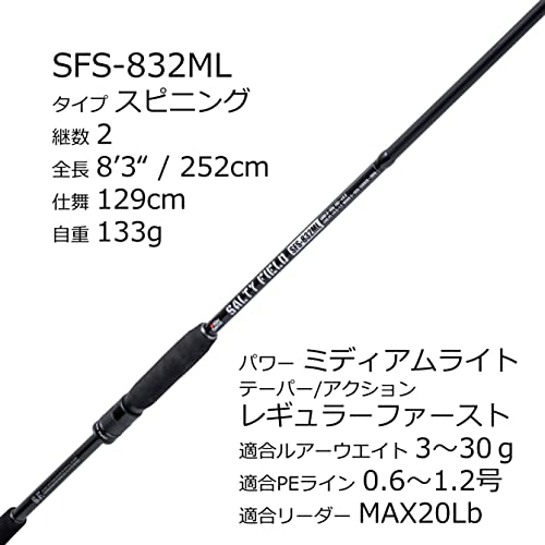 AbuGarcia Saltyfield SFS-832ML Fishing Rod, Eging, Sea Bass Rod