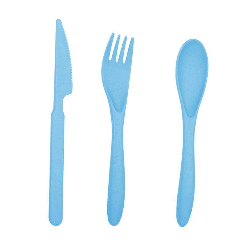 Wheat Straw Knife, Fork and Spoon Portable Three-piece Tableware for Students and Office Workers, Portable Tableware for Traveling and Going Out