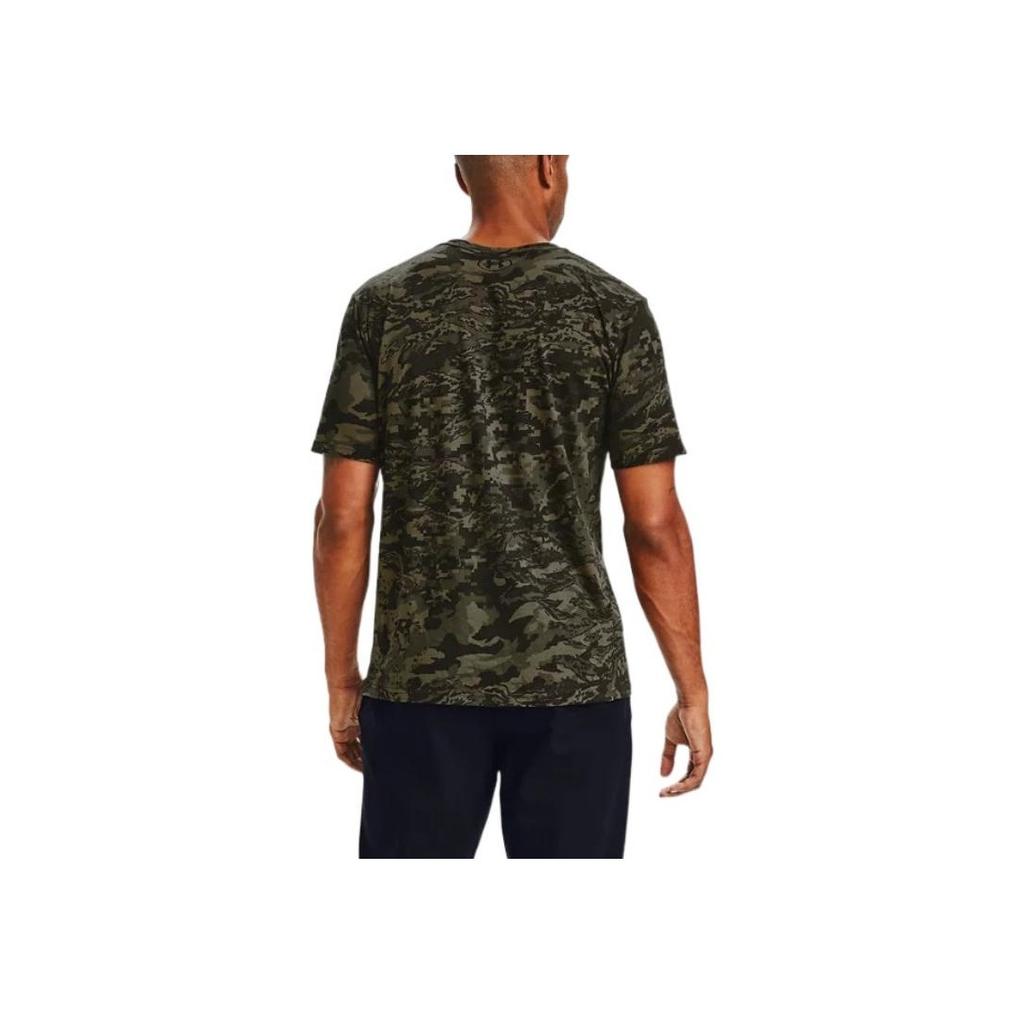 Under Armour Camo Crew Neck Running Training T-Shirt Men Tops Green 1357727-310