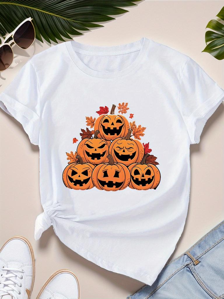 Group of Six Pumpkins Womens Sports Short Sleeve TShirt Harajuku Sleeve Casual Clothing Street Tops Tees Aesthetic Clothes
