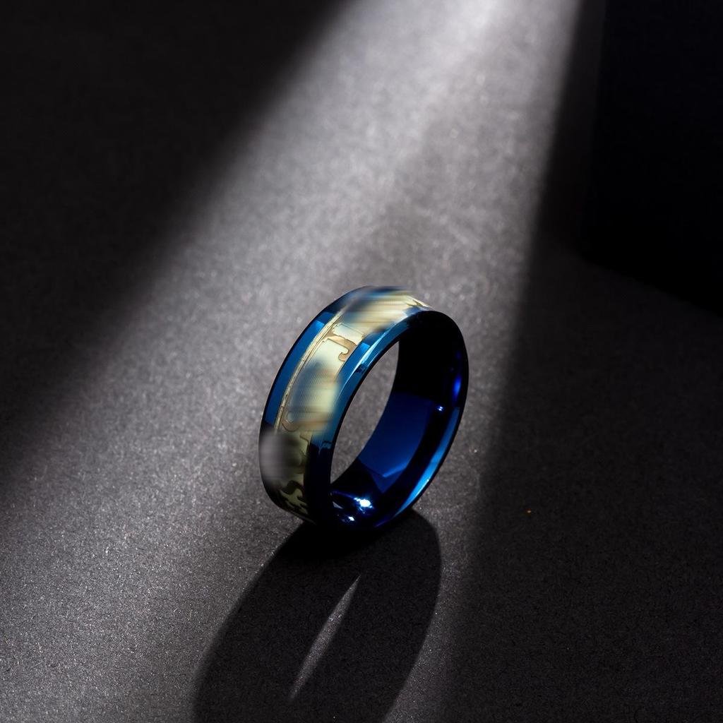 European & American Minimalist Stainless Steel Luminous Ring: Halloween, Easter & Christmas Jewelry