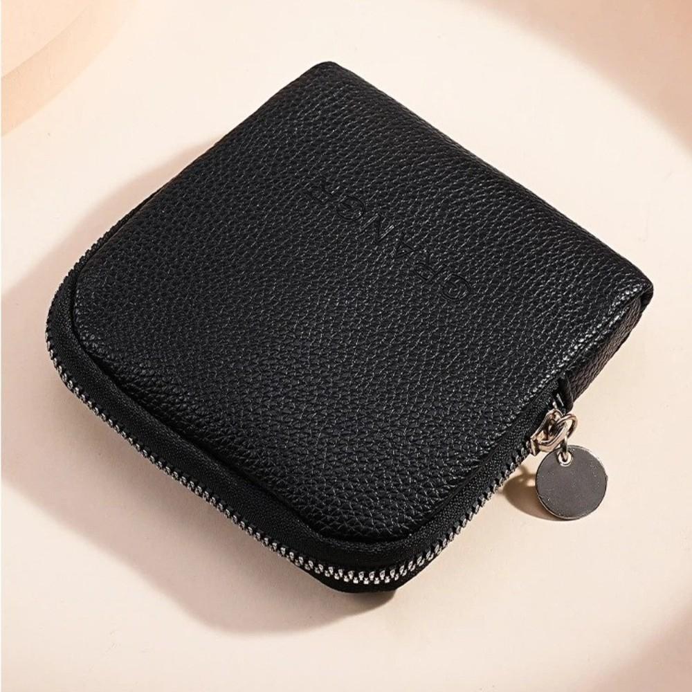 Portable Leather Storage Bag Multi-Compartment Multifunctional Jewelry Organizer Solid Color Small Wallet Outdoor