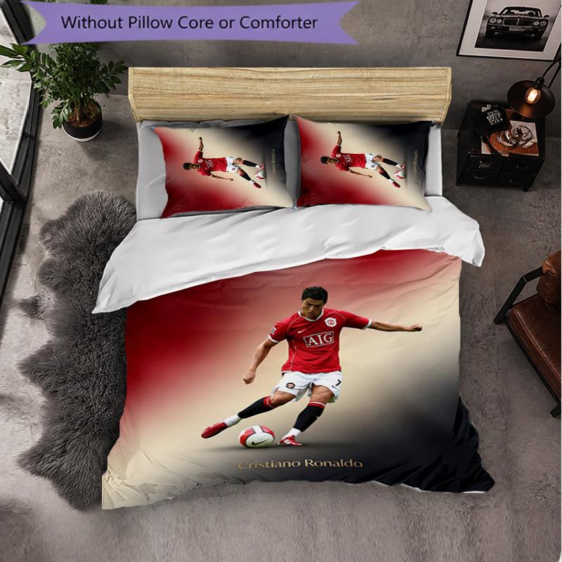 Set Lenzuola 3 Pezzi con Fantasia Cristiano Ronaldo Morbida Microfibra Copripiumino con Federe per Camera da Letto