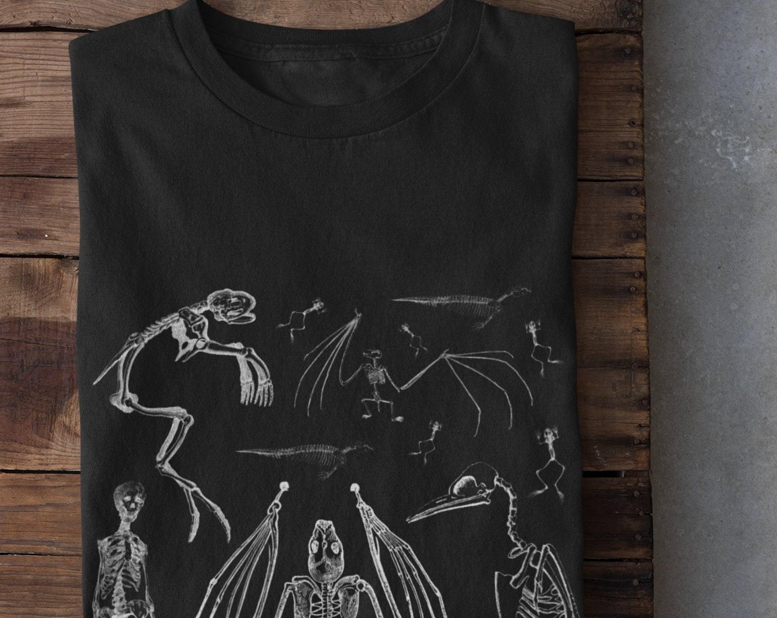 Bat skeleton shirt, Goth Clothing, Taxidermy, Gothic Clothing, Oddities, Curiosities, Mall goth, Pastel Goth , Grunge Clothing, Alt Clothing S