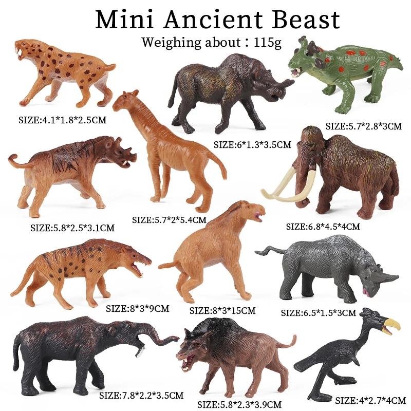 Oenux Prehistoric People Life Scene Human Evolution Wild Sabre-toothed Tiger Mammoth Animals Model Action Figures Collection Toy