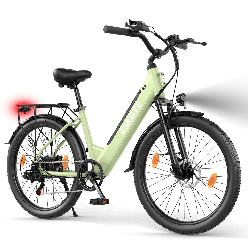 ESKUTE C100 PLUS City Commuting E-Bike For Unisex 36V13AH Battery 250W Motor 26 Inch Tires Electric Bicycle With TowSeat Comfortable and Practical