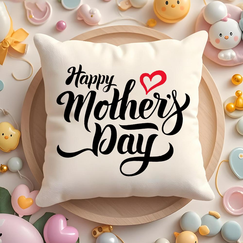 Mother'S Day Cushion Cover Plush Fabric Soft Double-Sided Printed Sofa Warm Winter Home Gift Pillow Case