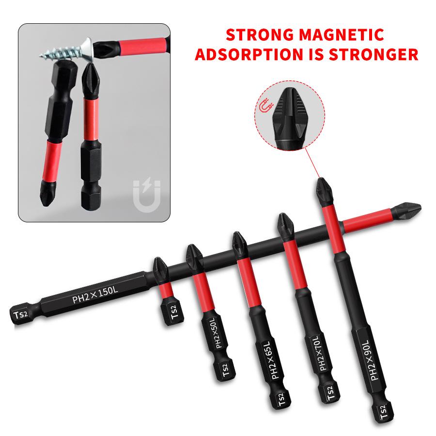 PH2 Magnetic Anti-Slip Phillips Screwdriver Bit Set, 25-150mm, High Hardness Electric Screwdriver Heads