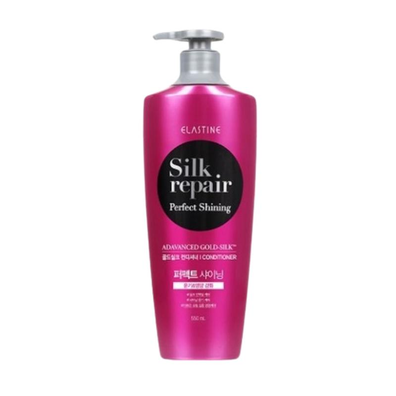 Elastine Silk Repair Perfect Shining Gold Silk Conditioner 550ml | Silk Protein & Triple Oil Nourishment | Smooth & Glossy Hair Care