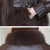 Autumn Winter Women's Faux Fur Coats Stitched Artificial Fox Fur Collar Fur Coat Short Slim Down Leather Jacket