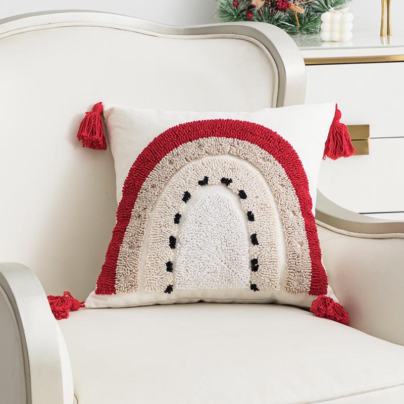 Christmas Decorative Embroidery Pillow - Festive Cushion Cover for Sofa, Bedside, or Living Room
