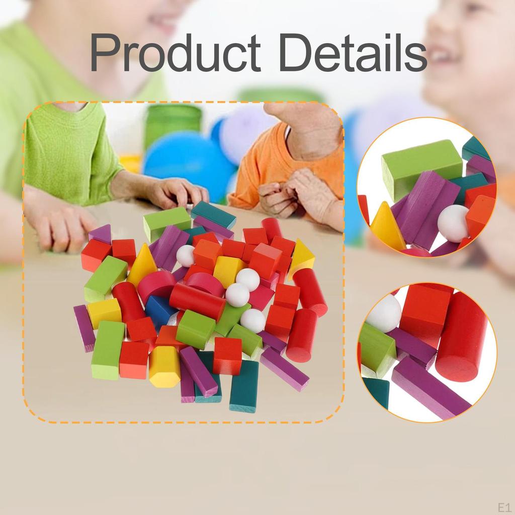 60x Wooden Geometric Solids Educational Toys Geometry Classroom Manipulatives 3D Shapes for