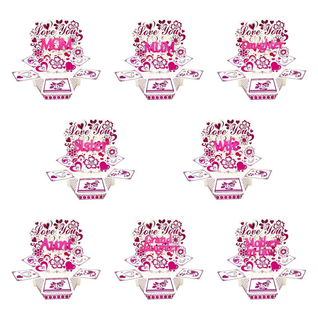 Customizable Flower Heart Popup Card Unique Greeting Cards for Wedding Valentine’s Day Christmas New Year Thank Festival