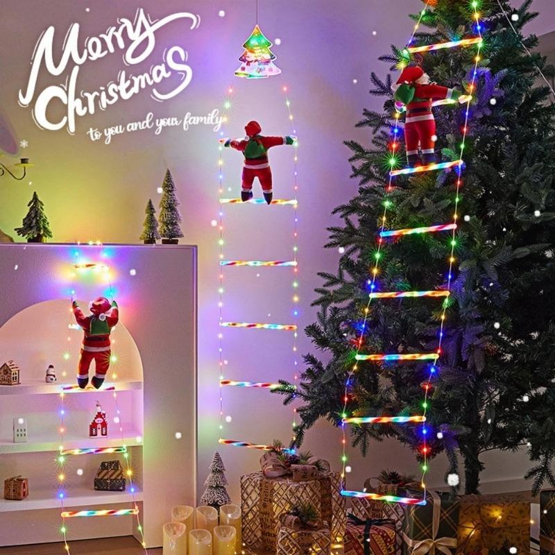 Weihnachtsdekoration LED Leiterlichter mit kletterndem Weihnachtsmann Innen-Weihnachts-Dekorationslicht 8 Modi für Zuhause Weihnachtsdeko