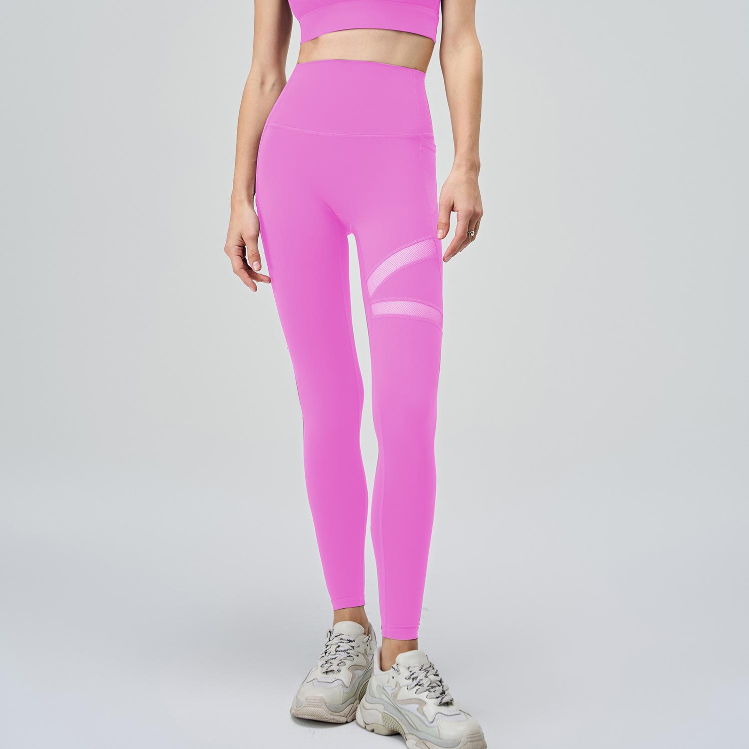 

Женские дышащие сетчатые брюки для йоги с высокой талией - Европейский и американский стиль, ощущение обнаженности, повседневная облегающая посадка M