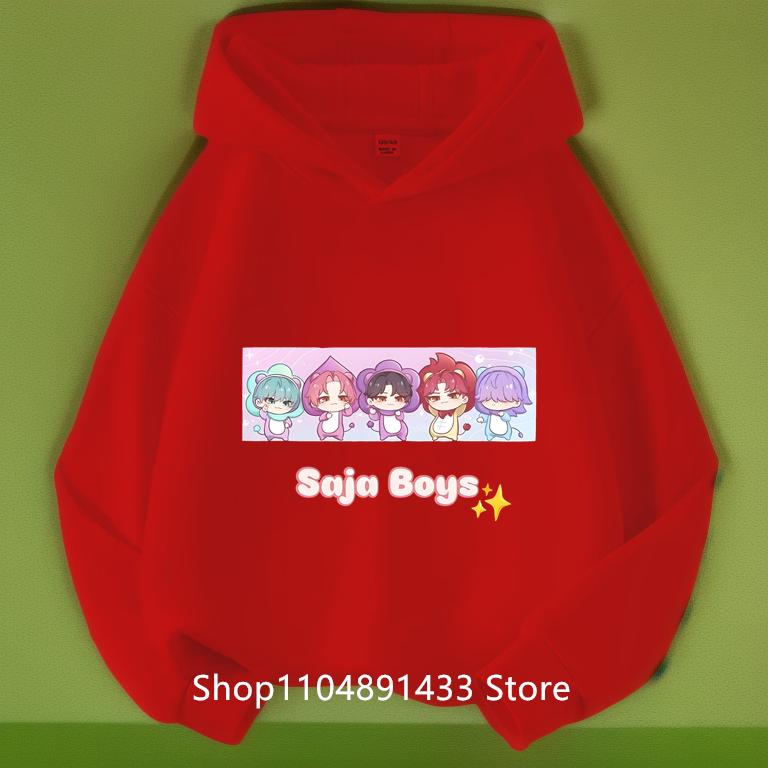 Acheter Kpop Chasseurs de Démons Enfants Logo Marchandise Sweat-shirts à Capuche Filles Garçons Sweat-shirt Athlétique Manches Longues Pull Décontracté sans Cordon de Serrage