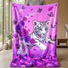 Tiger amidst roses 2 Theme blanket Lightweight Warm Flannel Blanket Decorative Throw Blanket for Home Decoration