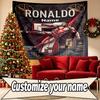 Benutzerdefinierter Name Personalisierte Cristiano Ronaldo Druck Wandteppich, Wandkunst Dekor, Schlafzimmer, Studentenwohnheim, Wohnung, Wohnzimmer, Party-Hintergrund, Geschenk zum Geburtstag