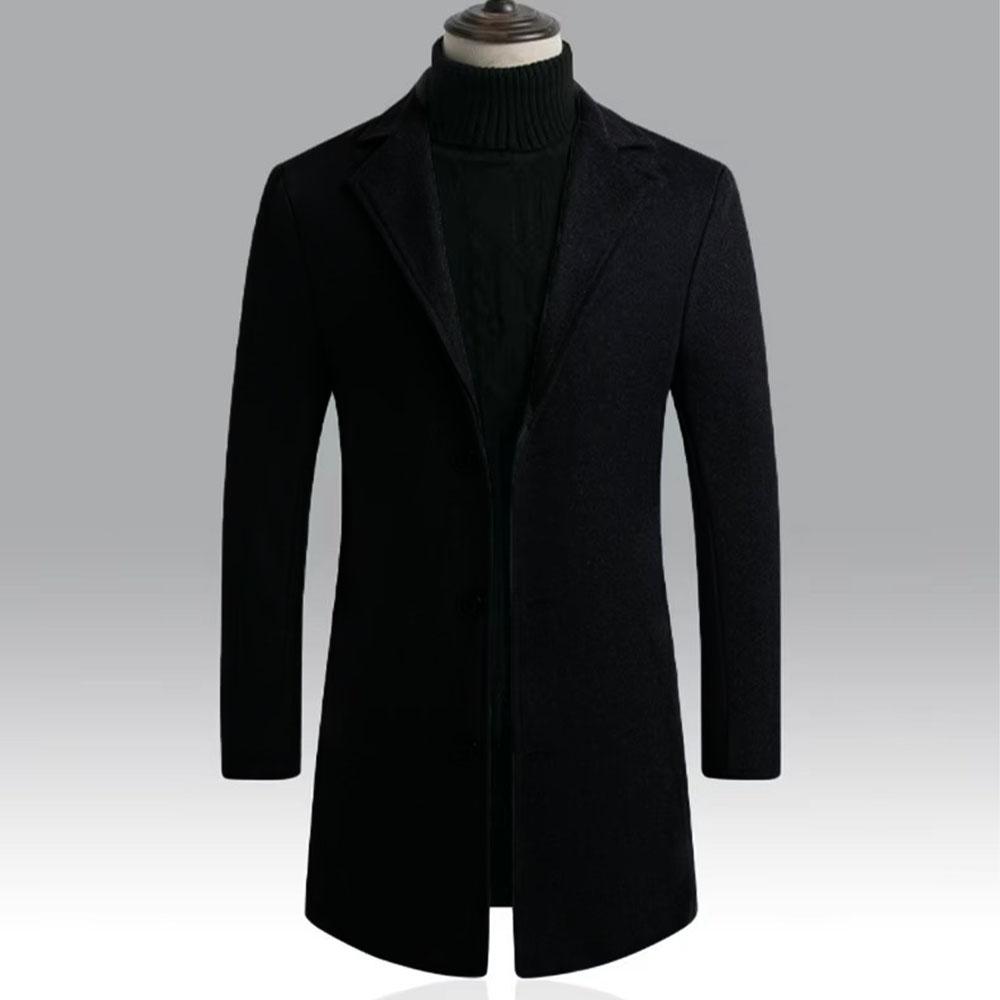 Męski płaszcz jesień i zima swobodna długa kurtka wiatrówka męska jednokolorowa jednorzędowa kurtka typu trencz