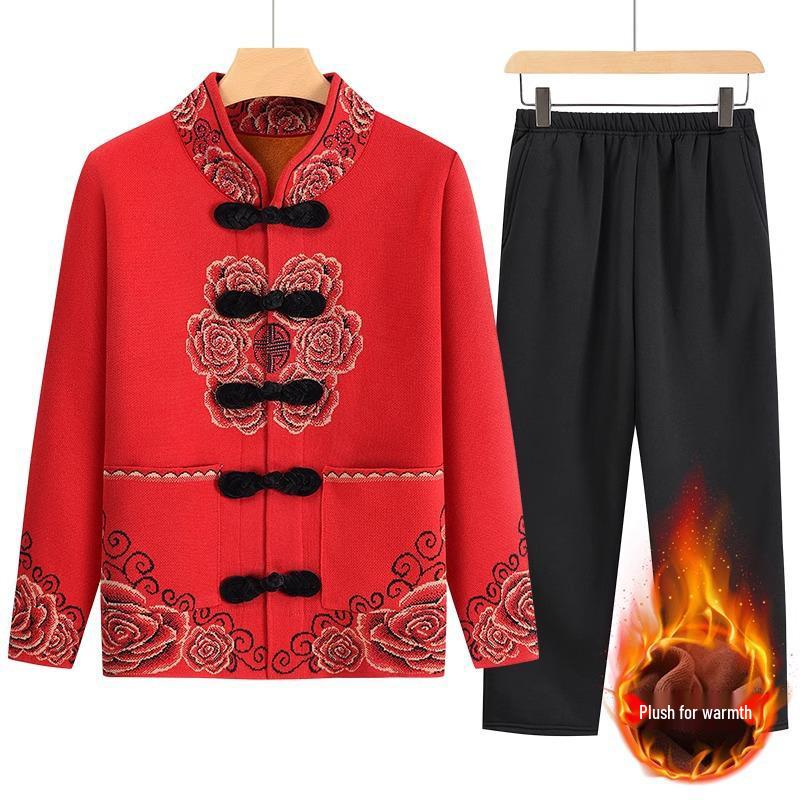 2024 New Autumn/Winter Tang Suit for Elderly Women - Grandma's Top