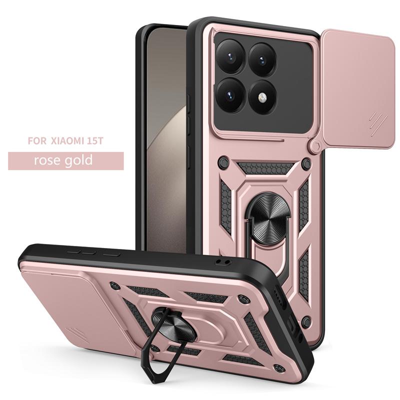 For Xiaomi 15T 5G Case Armor Slide Camera Lens Protection Phone Cover For Mi 15T Mi15t 15 T Xiaomi15T Magnetic Ring Stand Funda