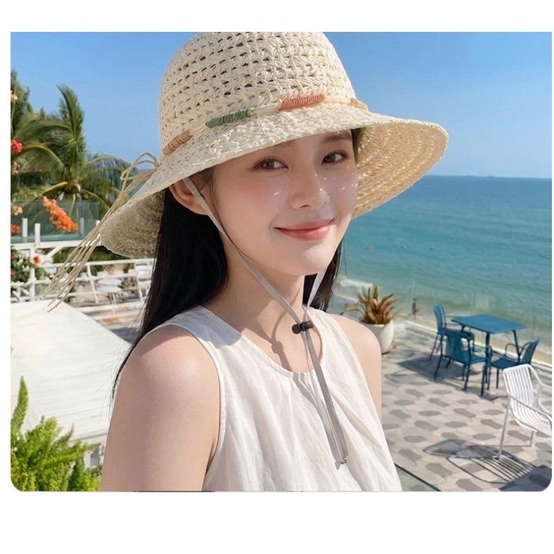 Women Summer Large Brim Sun Protection Straw Hat For Beach Vacation