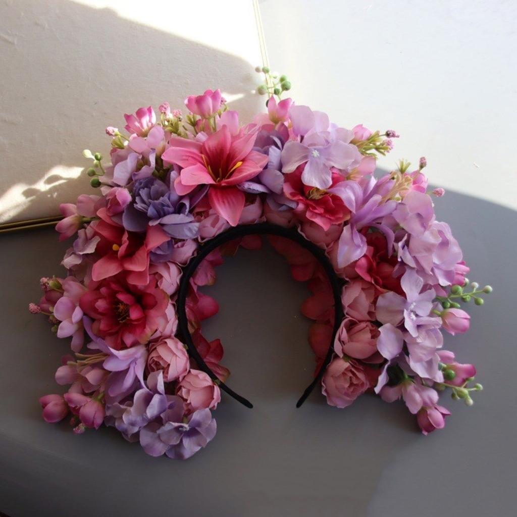 Bohemian Flower Headband Bridal Hair Ornaments Floral Hairband for Women Hair Bands Spring Wedding Garlands Crown Wreath