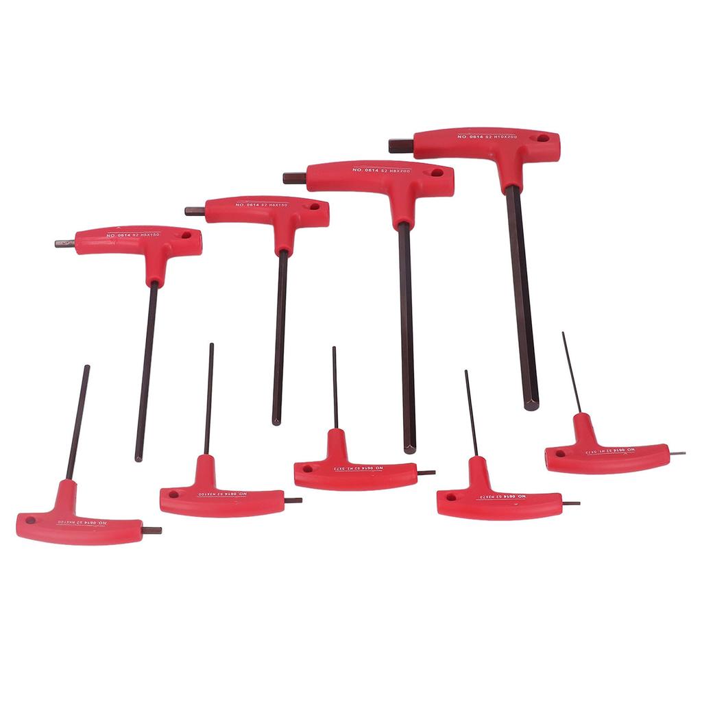 Set 9 Bucăți Chei Hexagonale Metric Mâner T Rezistență la Coroziune S2 Instrument de Strângere Șuruburi pentru Repararea Vehiculelor